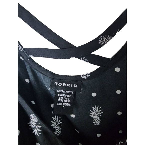 Torrid Pineapple Print Georgette Cross-Cross Back Tank Top Women’s Size 0 Large - Picture 6 of 6